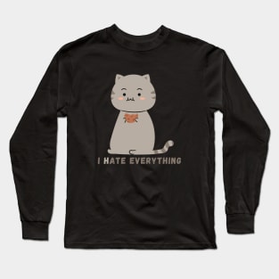 I Hate Everything - Cat Eating Cookies Long Sleeve T-Shirt